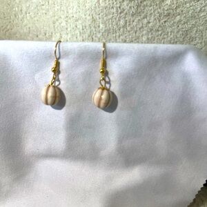 White Dainty pumpkin earrings